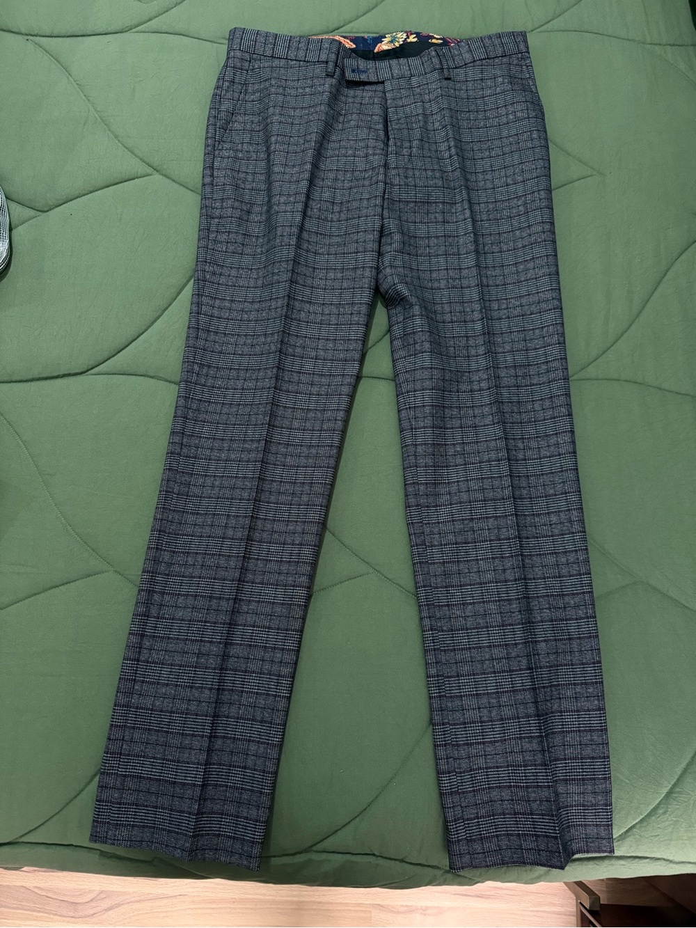 Men's Gray Plaid Dress Pants